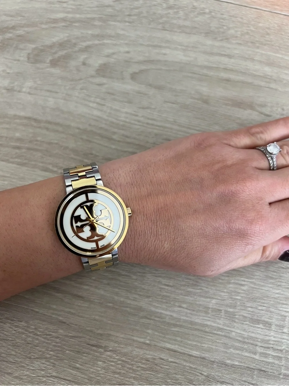 Tory Burch Two-Tone Gold and Silver Reva Bracelet Watch